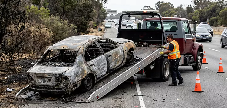 Fire-Damaged Wrecked Car Removal in Indianapolis